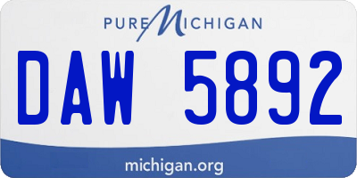 MI license plate DAW5892