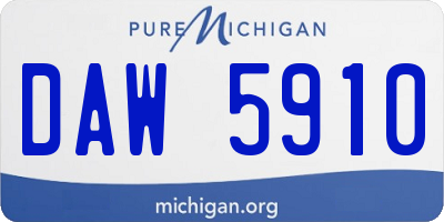 MI license plate DAW5910