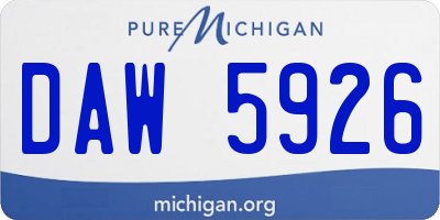 MI license plate DAW5926