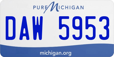 MI license plate DAW5953