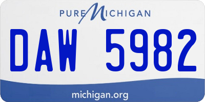 MI license plate DAW5982