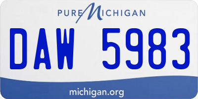 MI license plate DAW5983
