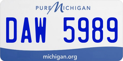 MI license plate DAW5989