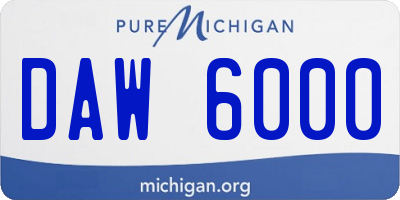 MI license plate DAW6000
