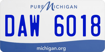 MI license plate DAW6018