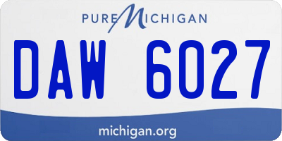 MI license plate DAW6027