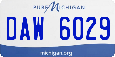 MI license plate DAW6029