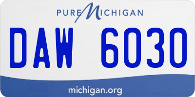 MI license plate DAW6030