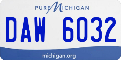 MI license plate DAW6032