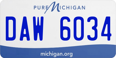 MI license plate DAW6034
