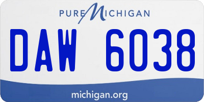 MI license plate DAW6038