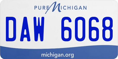 MI license plate DAW6068