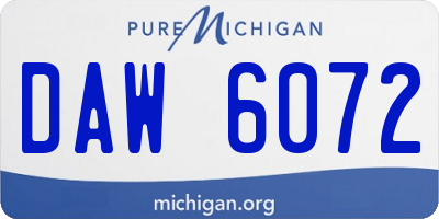 MI license plate DAW6072