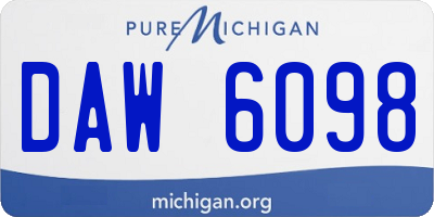 MI license plate DAW6098