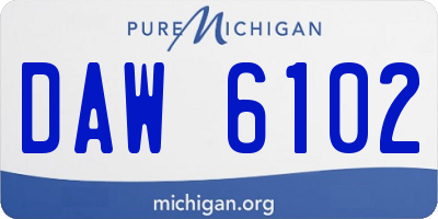 MI license plate DAW6102