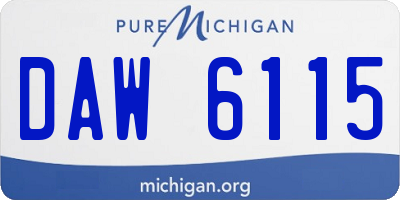 MI license plate DAW6115