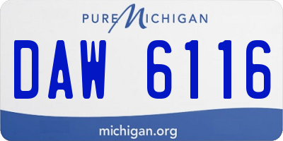 MI license plate DAW6116