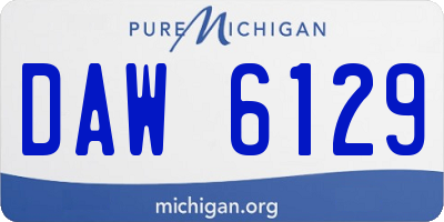 MI license plate DAW6129