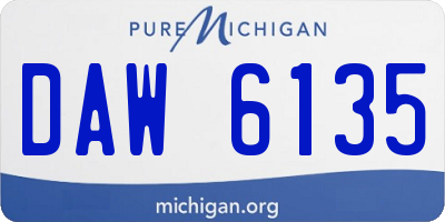 MI license plate DAW6135