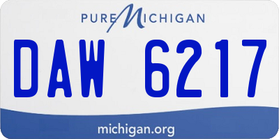 MI license plate DAW6217