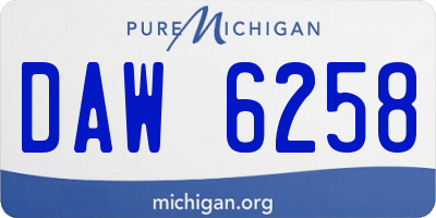 MI license plate DAW6258