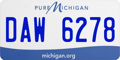 MI license plate DAW6278