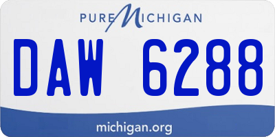 MI license plate DAW6288