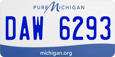 MI license plate DAW6293