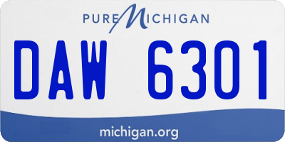 MI license plate DAW6301