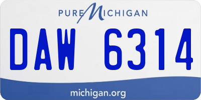 MI license plate DAW6314