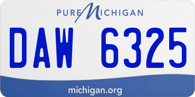 MI license plate DAW6325