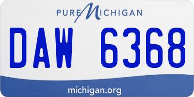 MI license plate DAW6368