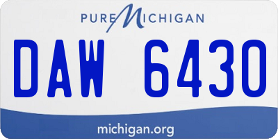 MI license plate DAW6430