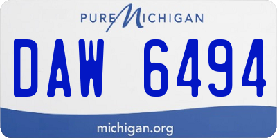 MI license plate DAW6494
