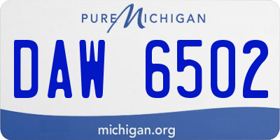 MI license plate DAW6502
