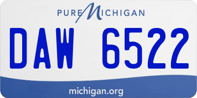 MI license plate DAW6522
