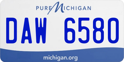 MI license plate DAW6580