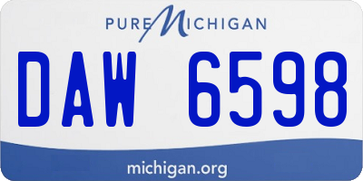 MI license plate DAW6598