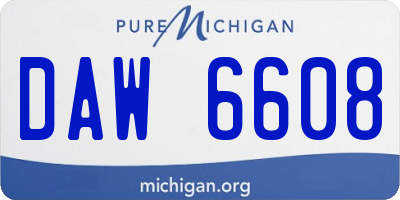 MI license plate DAW6608