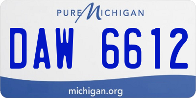 MI license plate DAW6612