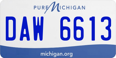 MI license plate DAW6613