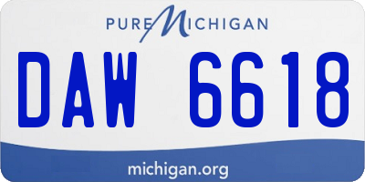 MI license plate DAW6618