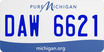 MI license plate DAW6621