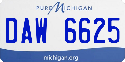 MI license plate DAW6625