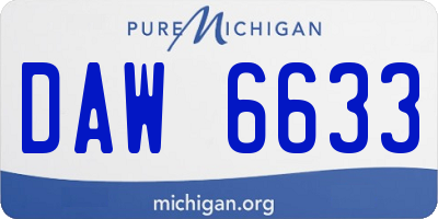 MI license plate DAW6633