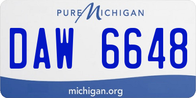 MI license plate DAW6648