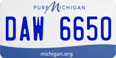 MI license plate DAW6650