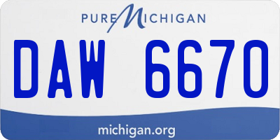 MI license plate DAW6670