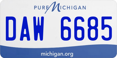 MI license plate DAW6685