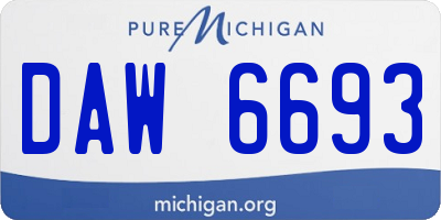 MI license plate DAW6693